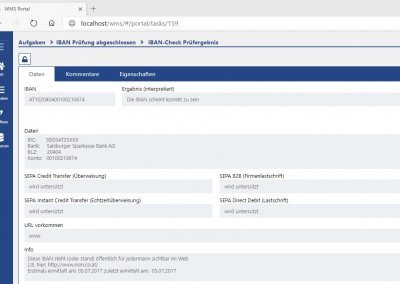 IBAN Prüfung durch einen Workflow