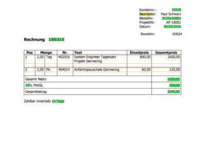 Bludelta Standor Rechnung